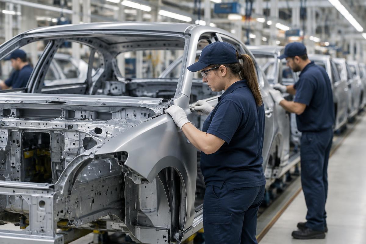 Línea de producción en una planta de manufactura